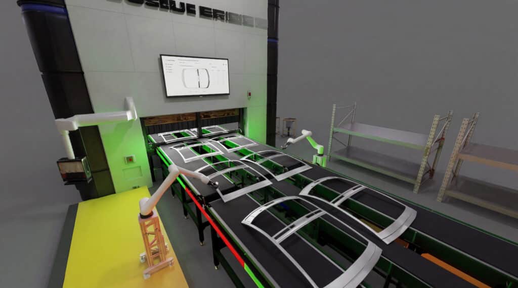 Automated assembly line with robotic arms